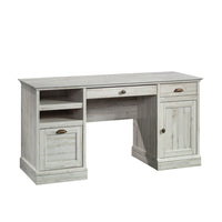 Sauder 59"W Barrister Lane Executive Desk - White Plank-Two upper drawers feature metal runners and safety stops to store office desk essentials