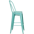 Tabouret de bar en métal avec dossier, intérieur/extérieur, hauteur de 30 po, vert menthe (ET-3534-30-MINT-GG)-Dossier courbé avec latte verticale