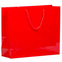 JAM Paper Gift Bags with Rope Handles - Large - Horizontal - 13" x 10" x 5" - Red Glossy - 100 Pack-Color: Red Glossy