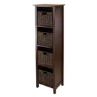 Winsome Granville 5-Piece Storage Shelf, 4-Section with 4 Foldable Baskets, Antique Walnut-Granville Storage Shelf with Foldable Baskets is perfect to storage and organized your goodies.