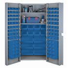 KLETON Deep Door Combination Cabinets, 98 Bins, Blue-All-welded heavy-duty 16-gauge, combination bin/shelf cabinet