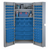 KLETON Deep Door Combination Cabinets, 98 Bins, Blue-All-welded heavy-duty 16-gauge, combination bin/shelf cabinet