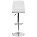 Flash Furniture Contemporary White Vinyl Adjustable Height Barstool with Rolled Seat & Chrome Base-Contemporary Style Stool