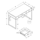 Monarch Specialties 7365 48" Computer Desk - Dark Taupe/Black Metal-Ample desk space for a laptop and other office essentials