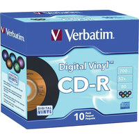 Verbatim Digital Vinyl CD-R 700MB/80min with Cases, 10 Pack-Combining a retro look with the rugged quality and high-performance of today's CD-R technology