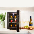 Koolatron 6 Bottle Wine Cooler, 0.65 cu. ft. (16L) Freestanding Thermoelectric Wine Fridge - Black-Adjustable leveling legs