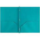 JAM Paper Plastic POP Two Pocket Clasp School Folder with Prong Clip Fasteners, Teal 12 Pack (313525341ug)-9-1/2" x 11-1/2"