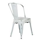 OSP Designs Metal Dining Chair with Backrest, Antique White, 4 Pack-Available in one of five colours