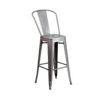 Plata Import Tolix High Back Stool   (MC-001HA-B)-Bar Stool