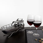 Truu Design Yacht Natural Finish Iron Wine Holder, 15 x 7 inches, Silver-Capacity: holds a 25.4 oz. wine bottle (not included)