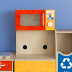 Flash Furniture Bright Beginnings Commercial Grade Greenguard Certified Wooden Children's Kitchen Cabinet with Microwave-Pair with Other Pieces in the Set or Use Alone