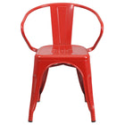 Flash Furniture Commercial Grade Metal Indoor-Outdoor Chair with Arms - Red-Set of 4 Stackable Bistro Style Chairs