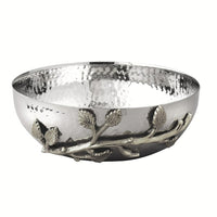 Elegance Sparkle Silver Leaf Bowl-Material: Stainless Steel