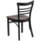 Flash Furniture HERCULES Series Black Three-Slat Ladder Back Metal Restaurant Chair - Walnut Wood Seat - 2 Pack-.625" Thick Plywood Seat