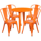 Table ronde de 30 po en métal avec 4 chaises à café, intérieur/extérieur, orange (CH-51090TH-4-18CAFE-OR-GG)-Table à café en métal