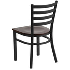 Flash Furniture HERCULES Series Black Ladder Back Metal Restaurant Chair - Walnut Wood Seat - 2 Pack-.625" Thick Plywood Seat