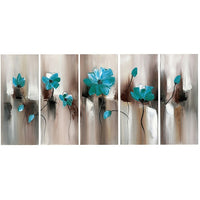 Design Art Modern Flower Large, 5 Piece Gallery-wrapped Canvas, (PT1104-5P-GREEN)-Print