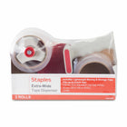 Staples Clear Box Sealing Tape, 2 Rolls Plus Dispenser, 72 mm x 50 m, 2.0-mil-Handheld dispenser with lightweight acrylic adhesive tape used for moving and storage