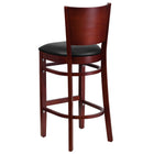 Flash Furniture Lacey Series Solid Back Mahogany Wood Restaurant Barstools with Black Vinyl Seat - 2 Pack-2.5" Thick Foam Padded Seat