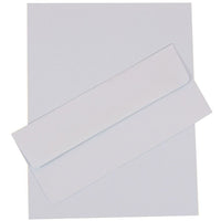 JAM Paper Business Stationery Set, 50 Sheets of Paper and 5 #10 Envelopes, Baby Blue, set of 100 (303024445)-Baby blue