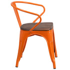 Flash Furniture Orange Metal Chair with Wood Seat & Arms-Stack Quantity: 8