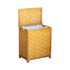 Oceanstar RHV0103N Rectangular Veneer Laundry Wood Hamper with Interior Bag, Natural-Laundry hamper is lined with a canvas bag