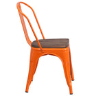 Flash Furniture Orange Metal Stackable Chair with Wood Seat-Stack Quantity: 8