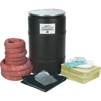 Zenith Safety 55-Gallon Spill Kits, Hazmat, With Polyethylene Drum-Contents: 50 Sorbent Pads (15" x 17"), 5 Sorbent Socks (3" x 48" , 3 Sorbent Socks (3" x 120"), 1 Drain Cover (36" x 36"), 1 Pair Nitrile Gloves, 2XL (11) , 2 Microporous Coveralls, XL , 1 Pair Safety Goggles (One Size), 3 Disposal Bags (26" x 36")