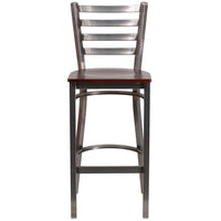 Flash Furniture – Tabouret de restaurant HERCULES à traverses horizontales, métal pâle, siège en acajou (XUDG697CBARMAW)-Tabouret de bar en métal