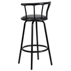 Flash Furniture Crown Back Black Metal Barstool with Black Vinyl Swivel Seat-Black Vinyl Upholstery