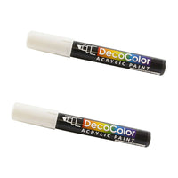 Marvy Uchida Chisel-Tip Acrylic Paint Marker - White - 2 Pack-Colour: White