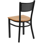 Flash Furniture HERCULES Series Black Grid Back Metal Restaurant Chair - Natural Wood Seat - 2 Pack-.625" Thick Plywood Seat