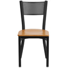 Flash Furniture HERCULES Series Black Grid Back Metal Restaurant Chair - Natural Wood Seat - 2 Pack-Set of 2 Metal Dining Chairs