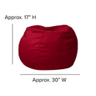 Flash Furniture Small Solid Red Kids Bean Bag Chair-Spot Clean with Damp Cloth