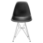 Nicer Furniture Eiffel Style Side Chair with Chrome Legs - Black - 4 Pack-Straight metal Eiffel dowel legs with floor protectors for hardwood floor