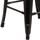 Flash Furniture 24" High Backless Black-Antique Gold Metal Counter Height Stool with Square Wood Seat-Stack Quantity: 4-8