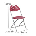 Flash Furniture HERCULES Series Burgundy Plastic Fan Back Folding Chair-Double Support Rails