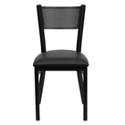 Flash Furniture HERCULES Series Black Grid Back Metal Restaurant Chair - Black Vinyl Seat-Metal Dining Chair