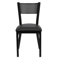 Flash Furniture – Chaise de restaurant HERCULES en métal à dossier ajouré, noir, siège en vinyle noir (XUDG615GRDBLKV)-Chaise de salle à manger en métal