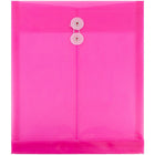 JAM Paper Plastic Envelopes with Button and String Tie Closure, Letter Open End, 9.75 x 11.75, Pink Poly, 12 Pack (118B1FU)-Material: plastic
