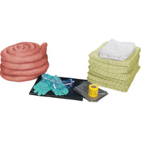 Zenith Safety – Trousses en cas de déversement 30 gallons, matières dangereuses, sans contenant-Contenu : 75 tampons absorbants (15 x 17 po), 4 remblais tubulaires (3 x 120 po), 1 bonde d’évacuation (36 x 36 po), 1 ruban d’avertissement (3 po x 300 pi), 2 paires de gants en nitrile, TTG (11), 2 paires de lunettes (taille unique), 2 combinaisons microporeuses (très grand), 5 sacs de déchets (26 x 36 po)