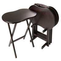 Winsome Skippy 5-Piece TV Table Set, Espresso (92532)-Comes with 4 single TV Tables and a Stand for storage