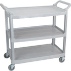 Staples 3-Shelf Plastic Utility Cart with Wheels, Grey-Sturdy grey plastic construction for durability