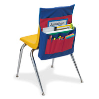 Pacon Chair Storage Pocket Chart, Blue/Red, 3/Pack (PAC20060)-Store and organize school materials while keeping them easily accessible