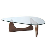 Nicer Furniture Noguchi Coffee Table - Light Walnut Finish Base-3/4" (19mm) tempered glass top