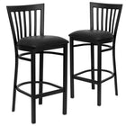 Flash Furniture HERCULES Series Black School House Back Metal Restaurant Barstool - Black Vinyl Seat - 2 Pack-School House Back Design