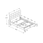 Monarch Specialties 5920F Full Size Bed - Grey Linen-Grey/ MDF, Rubber wood, Polyester fabric, Foam