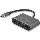 StarTech USB-C to VGA and HDMI Adapter, 2-in-1, 4K 30Hz, Space Grey (CDP2HDVGA)-Maximize your laptop s video compatibility with a 2-in-1 adapter: USB-C to HDMI  and VGA
