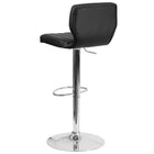 Flash Furniture Contemporary Black Vinyl Adjustable Height Barstool with Vertical Stitch Back & Chrome Base-Vertical Line Design