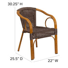 Flash Furniture Cadiz Series Rattan Restaurant Patio Chair with Red Bamboo-Aluminum Frame, Dark Brown (SDAAD632009D2)-Red Bamboo-Aluminum Frame